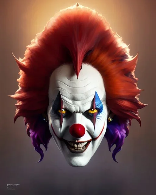 "matt mercer as a clown full-scale head and shoulders portrait, 8k resolution concept art portrait by Greg Rutkowski, Artgerm, WLOP, Alphonse Mucha dynamic lighting hyperdetailed intricately detailed Splash art trending on Artstation triadic colors Unreal Engine 5 volumetric lighting Splash art fantasy"