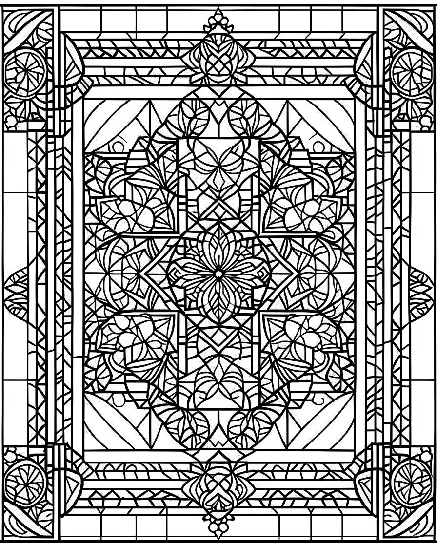 no black ,simple Mosaic simple Coloring Pages, no black color,, easy to color