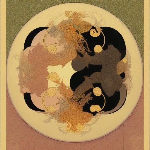 Ukiyo-e Style , yin and yang