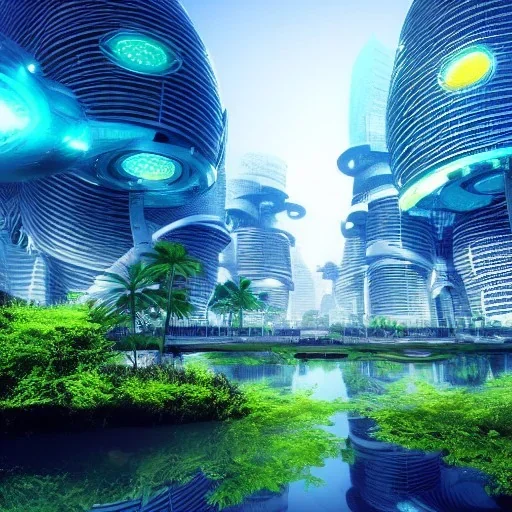 ciudad futurista naturaleza