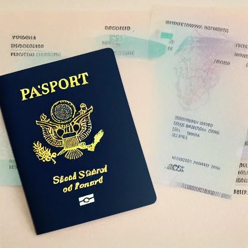 full view of a realistic, United States passport card with photo of person, transparent background.