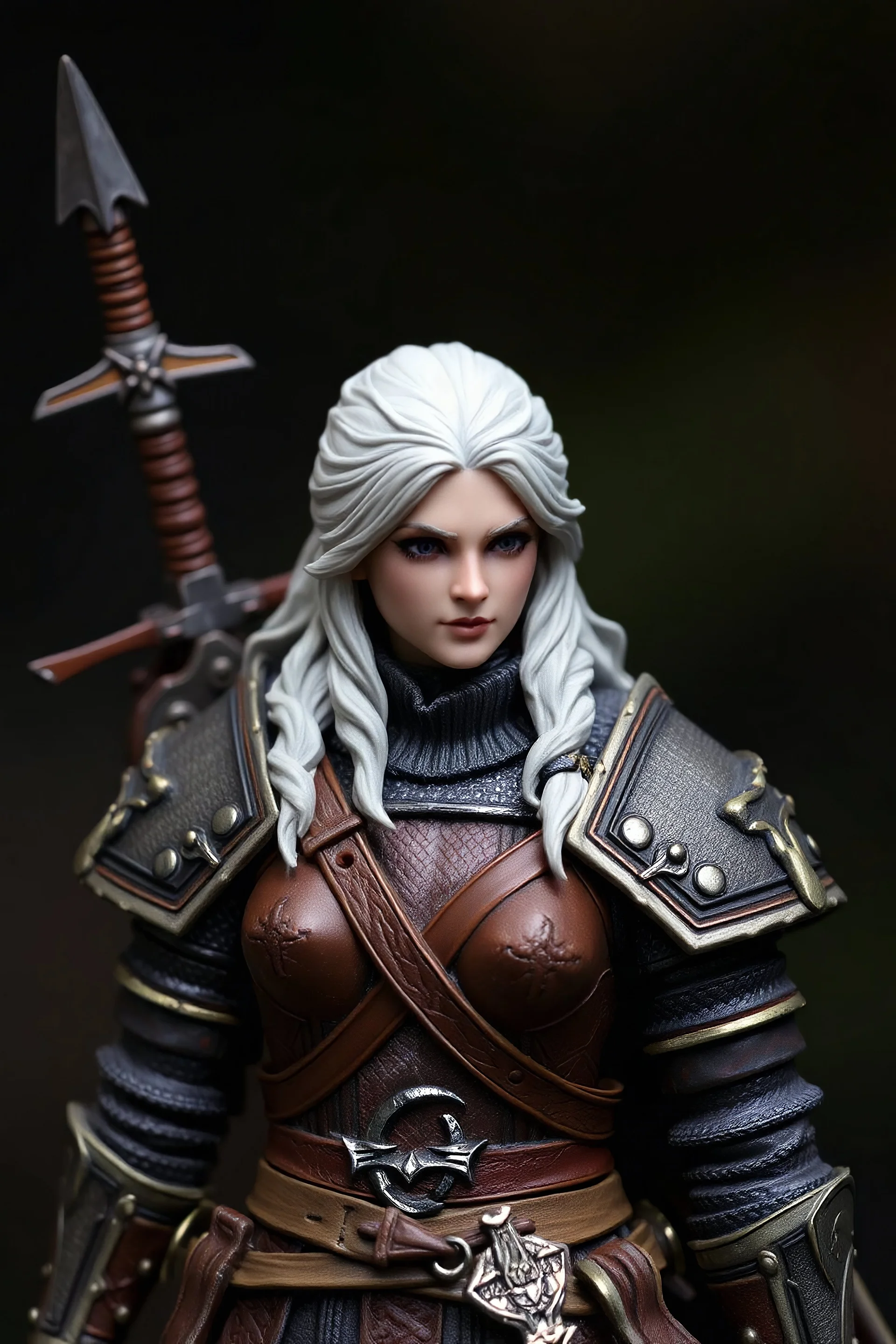 Ciri from Witcher, in her witcher armour, detailed figurine.