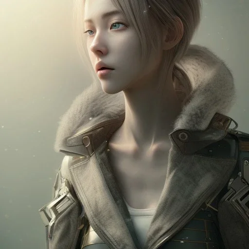 realistic anime waifu, in the style of "left alive", in action, water color painting, perfect composition, beautiful, detailed, intricate, insanely detailed, octane render, trending on artstation, 8 k, artistic photography, photorealistic concept art, soft natural volumetric cinematic perfect light, chiaroscuro, award-winning photograph, masterpiece, oil on canvas, raphael, caravaggio, greg rutkowski, beeple, beksinski, giger