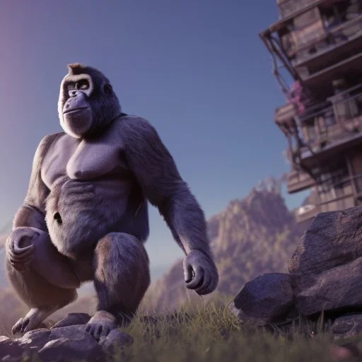 Gorilla unreal 5, octane render,cinema4d, dynamic lighting, dramatic lighting, 4k, redshift render, highly detailed, hyper realistic, in space