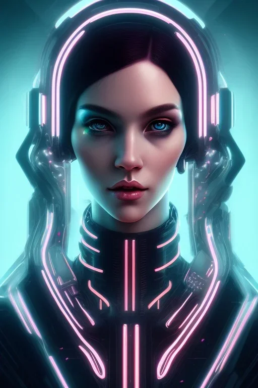 cyberpunk, head, women, portrai, tron