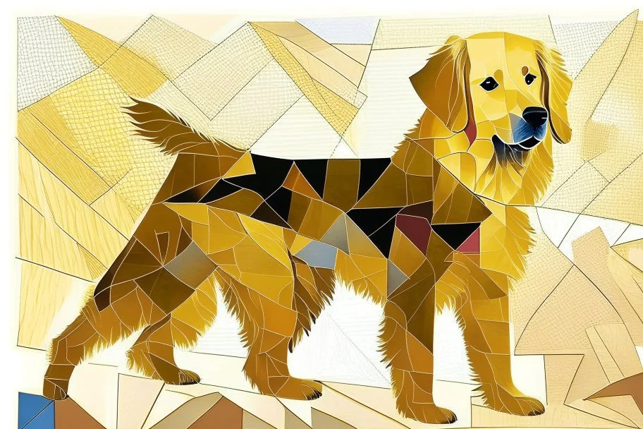 style of paul klee Golden retriever dog