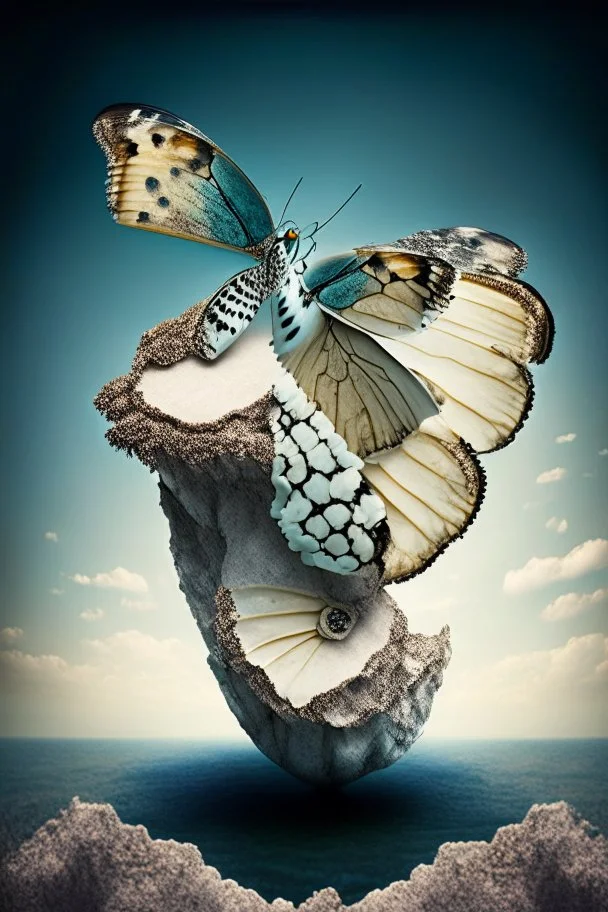 butterfly with oyster on top of earth