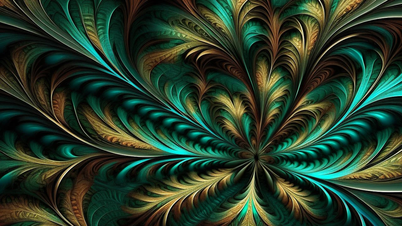 Arte abstracto en un estilo fractal, con patrones repetitivos y detalles intrincados.