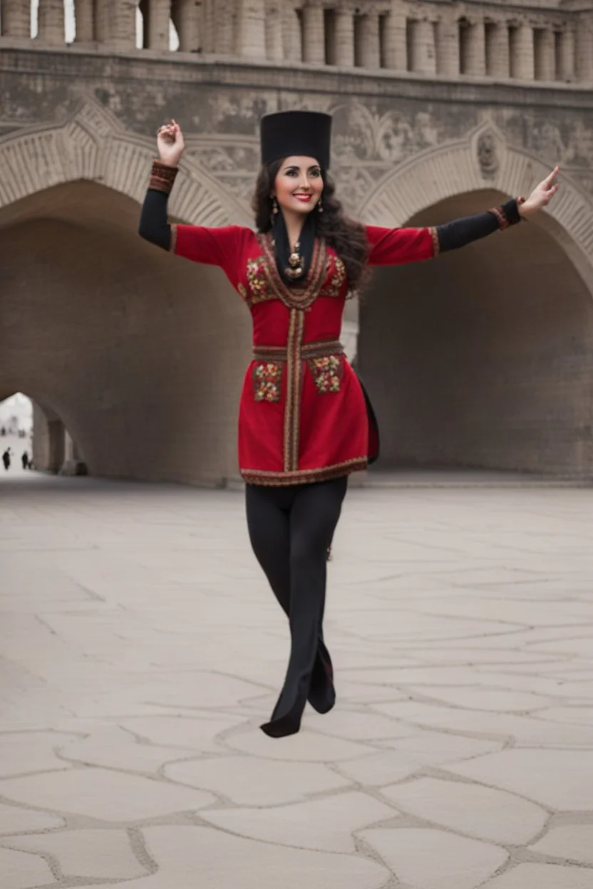 full body azeri lady in folk costum