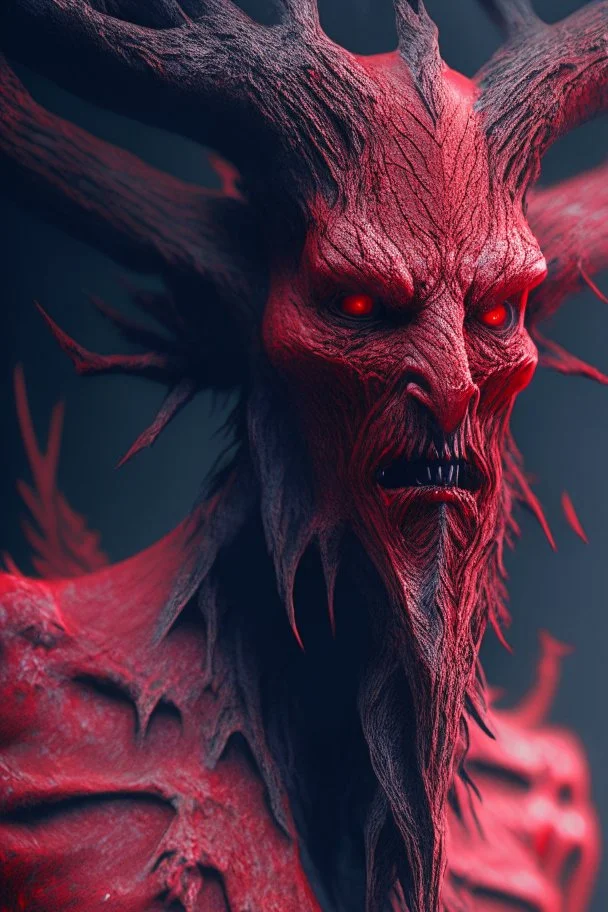 Red wendigo ,strong texture, extreme detail, octane render