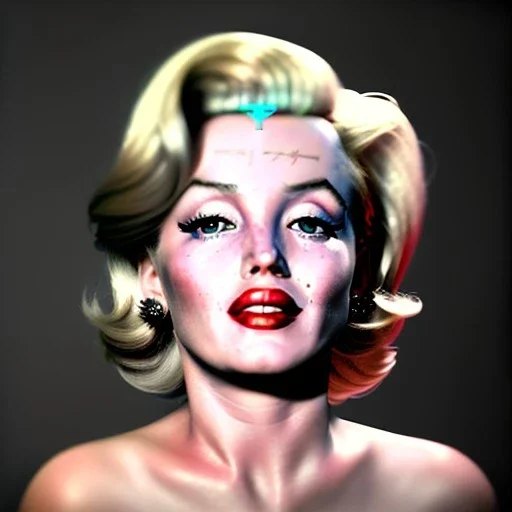 Realistic image portrait, Marylin Monroe, highly detailed, concept art, unreal engine 5, ray tracing, RTX, lumen lighting, ultra detail, volumetric lighting, 3d, finely drawn, high definition, high resolution.