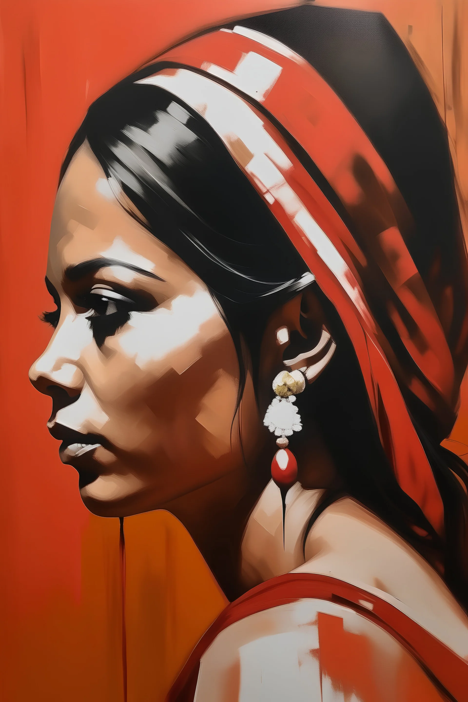 Minimalistic painting of indián woman face