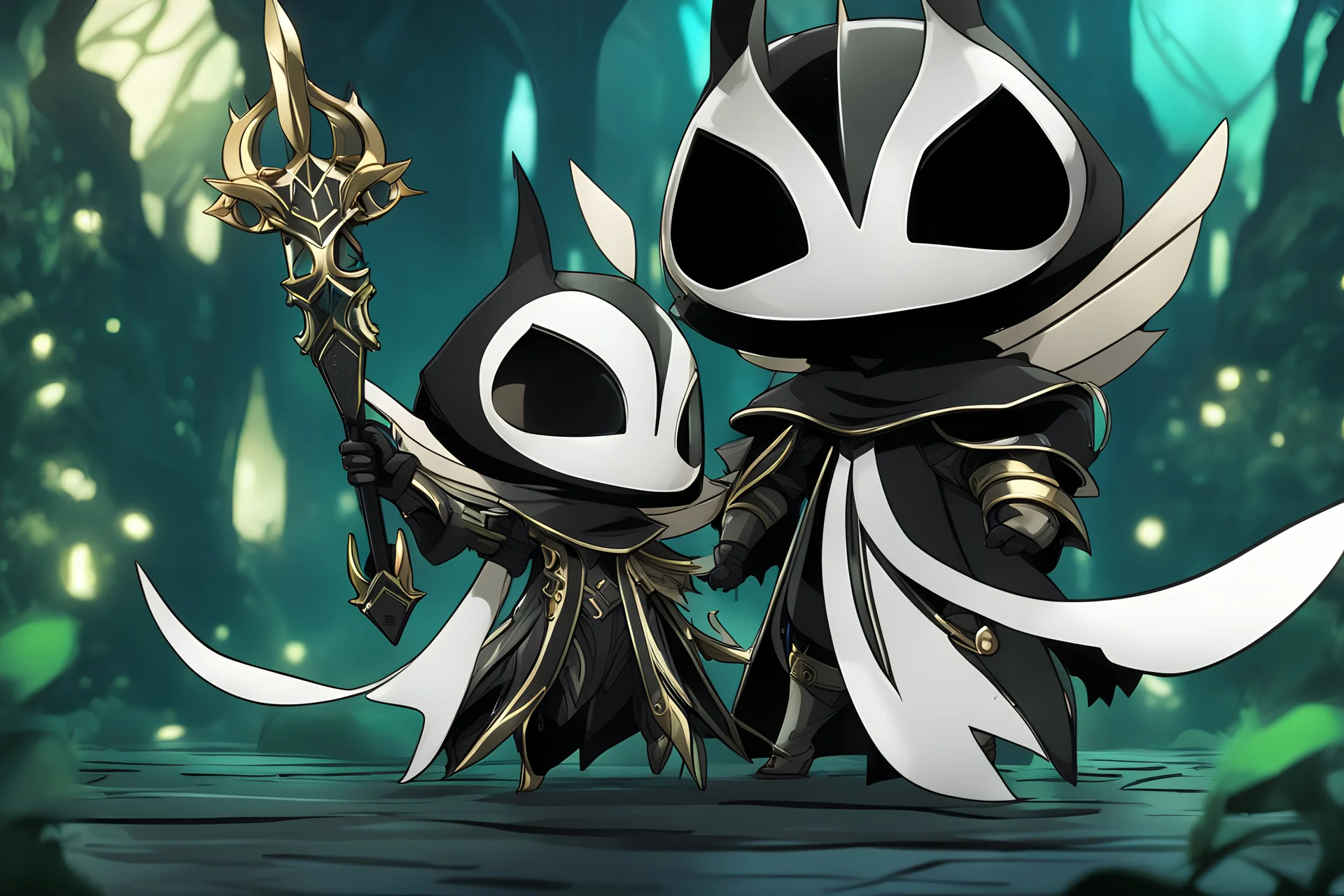 Chibi Mantis lord knight venom in 8k solo leveling shadow artstyle, in the style of fairy academia, hollow knight them, mask, close picture, neon lights, intricate details, highly detailed, high details, detailed portrait, masterpiece,ultra detailed, ultra quality