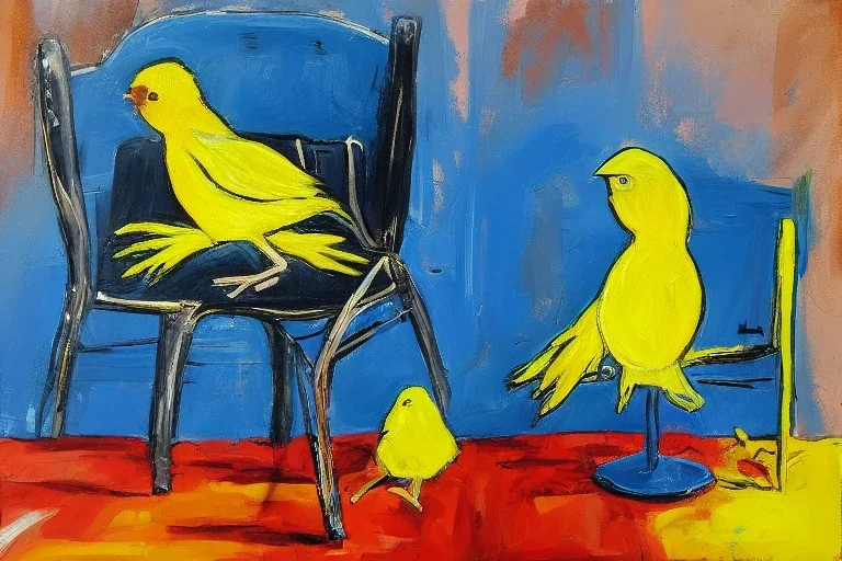 Painting, donald trump is a canary