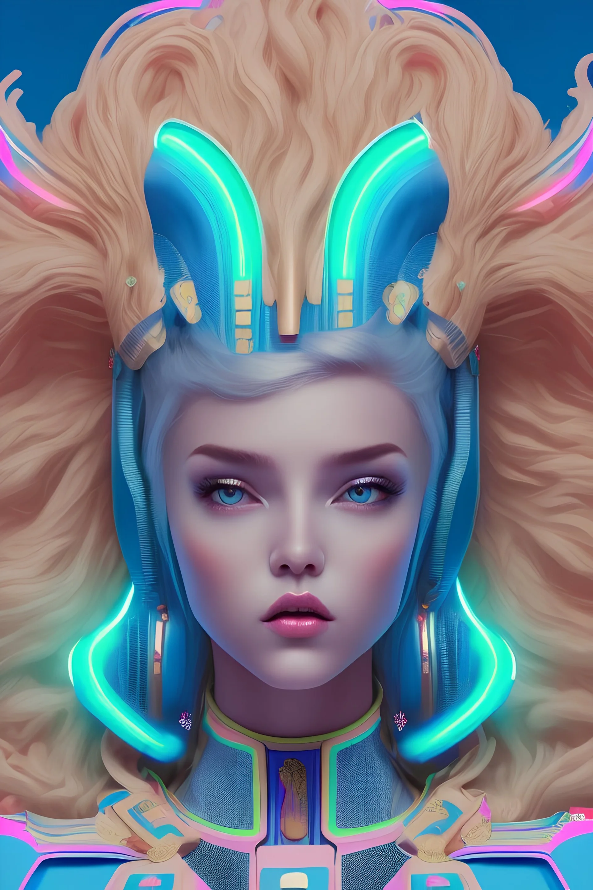 blonde woman, purpurin, minimal latex dress, oversize velvet coat, gradient color, BLUE, PINK, CYAN, neon, insanely detailed, 16k resolution, perfect eyes, cinematic smooth, intricate detail