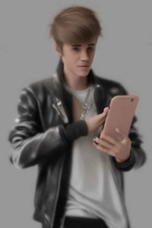 Justin Bieber holding a phone