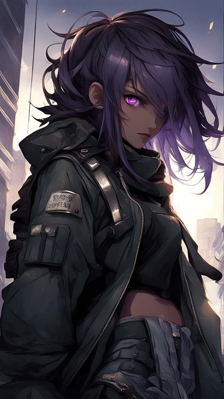 beyaz kısa saçlı mor gözlü insan olmayan bir karakter farklı kıyafet daha farklı