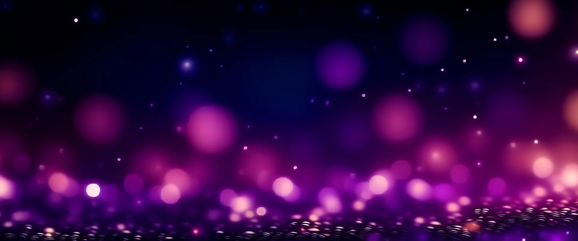 Abstract bokeh background of purple festive shiny glitter lights. Generative AI.