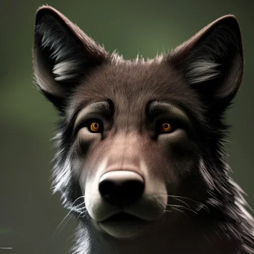 in Forest award winning portrait of a maleunreal 5, octane render, cinema4d, dynamic lighting, dramatic lighting, 4k, redshift render, highly detailed, hyper realistic,anthropomorphic black wolf long