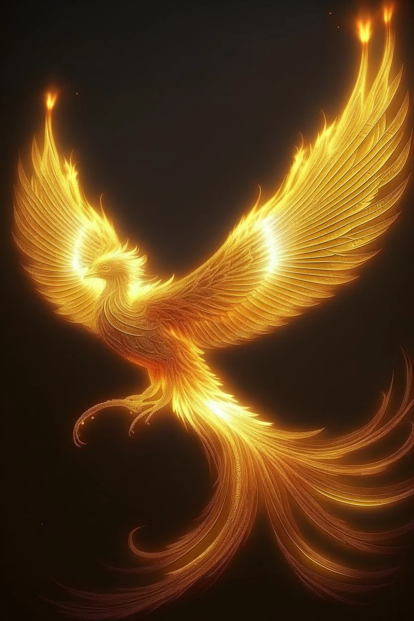 a warm, inviting luminous phoenix made of energy flying.. Use hazy soft light and an ornate Renaissance-inspired aesthetic to imbue a sense of wisdom and helpfulness.