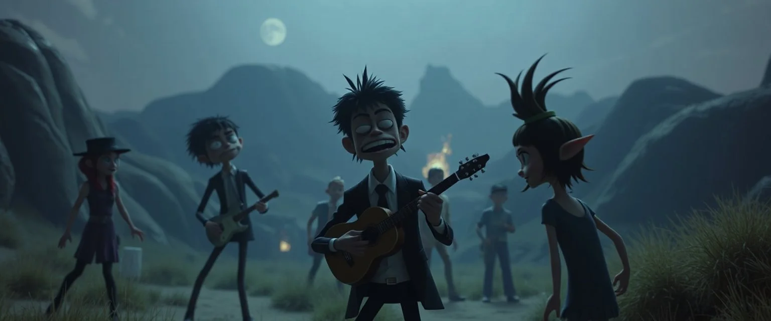 scene from gorillaz music video