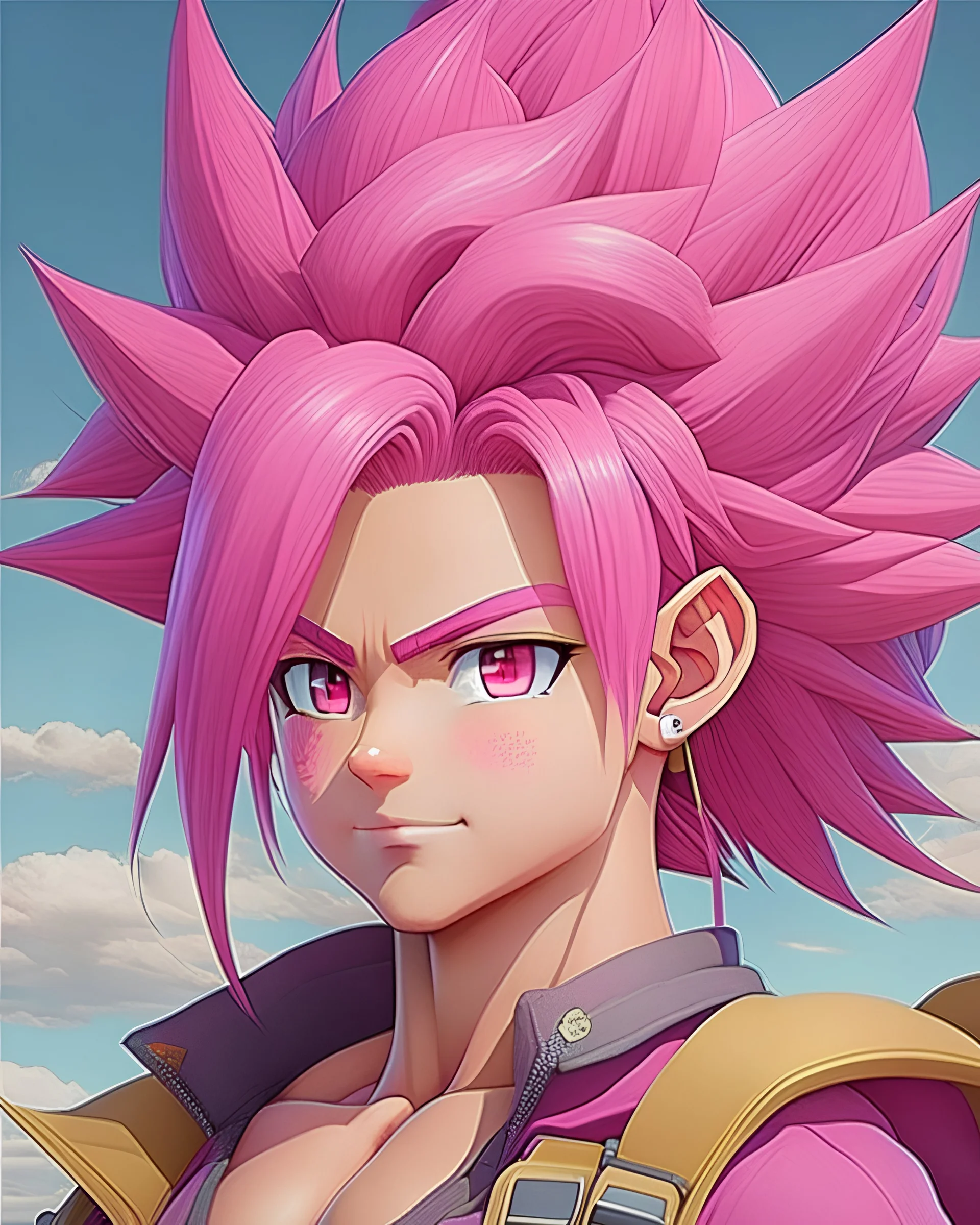 Son goku saiyan Pink hair, anime