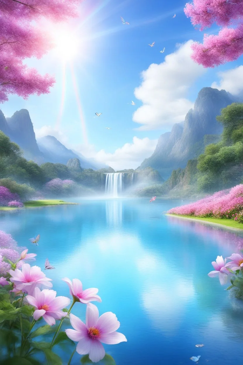 fantastic,Beautiful garden, flowers,rainbows