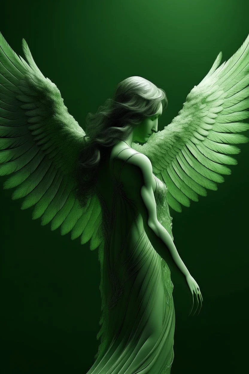 Woman wings angel light green