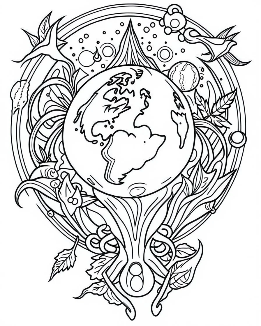 outline art for stoners coloring pages with A very simple and super minimal design featuring A trippy cosmic journey through space, with planets and stars morphing into cannabis leaves, white background, sketch style, fully body, only use outline, cartoon style, clean line art, white background, no shadows and clear and well outlined