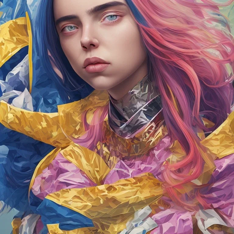 Billie Eilish, ying in the bathroom, photorealistic illustration