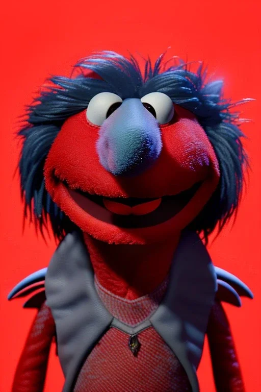 Waist up muppet Portrait, Nicolás maduro muppet doll, mustache, photo studio, red background, unreal engine 5, concept art, art station, ray tracing, lumen lighting, ultra detail, volumetric lighting, 3d.