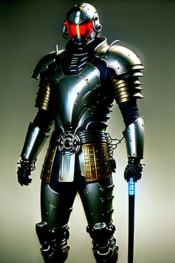 Cybernetic samurai wearing biomechanical armor, photorealistic