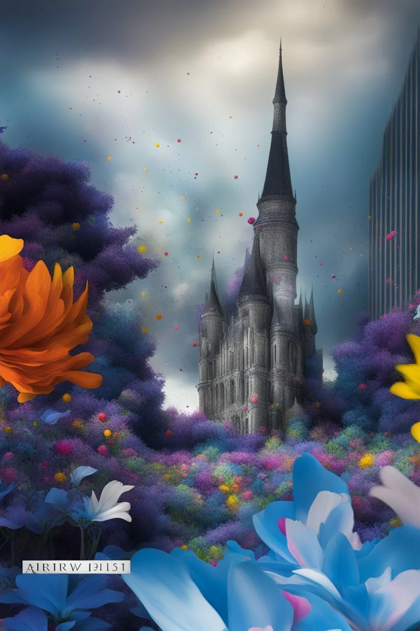 A field of colorful flower, the return to innocence, abstract, weird, childlike, chaos80, colors splash