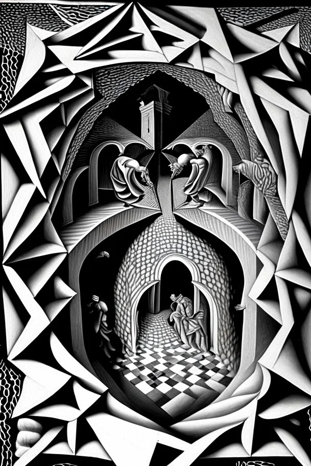 saints and sinners; Optical art; M.C. Escher