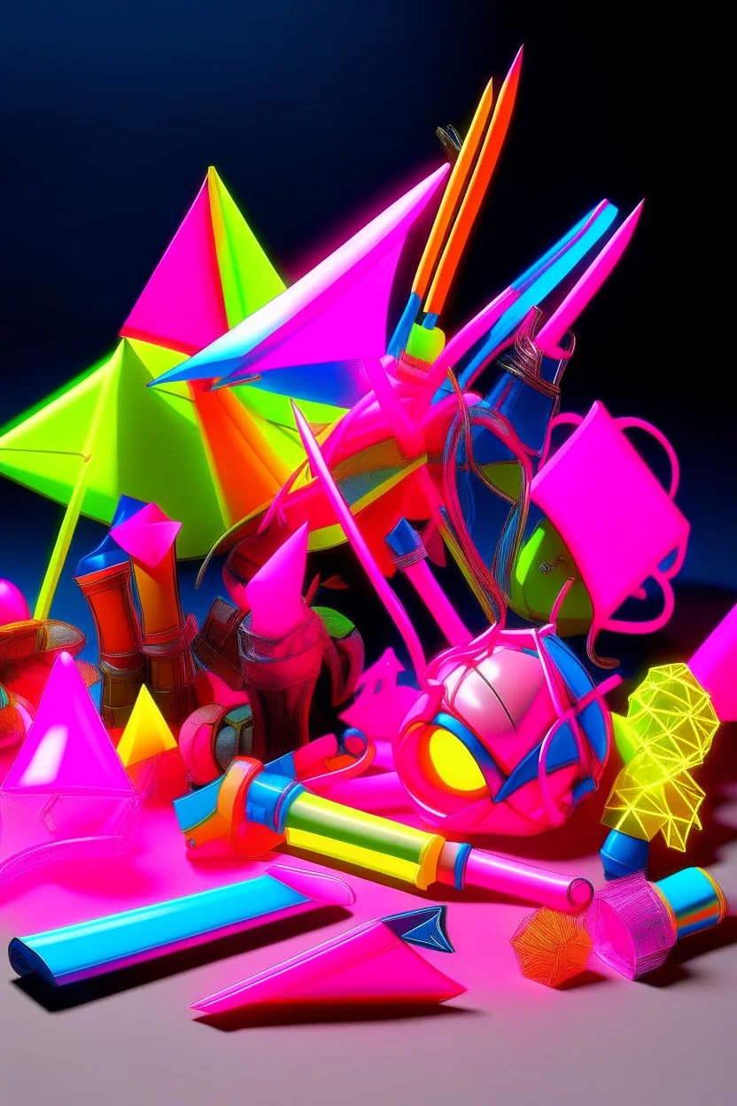 y2k, neon, fluo, origami, plastic