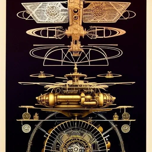 fullbody Drawing of 'sketch of Steampunk Helicopter',intricate detail,andrea bonelli,Kilian Eng,Ohrai,evan lee,Aleksandr Sidelnikov,KyuYong Eom,three quarters frontal aerial view,toned colors,16k