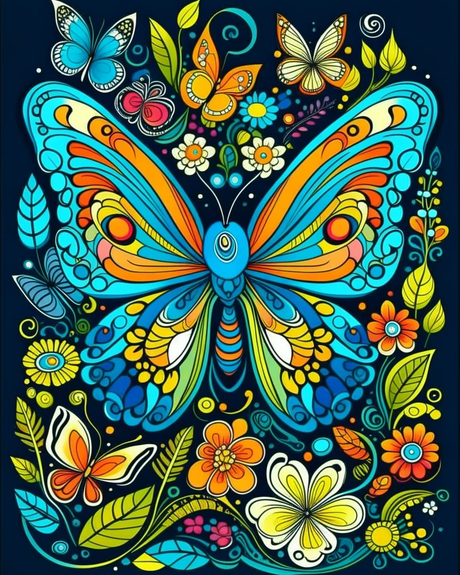 whimsical butterfly and flower, for adults