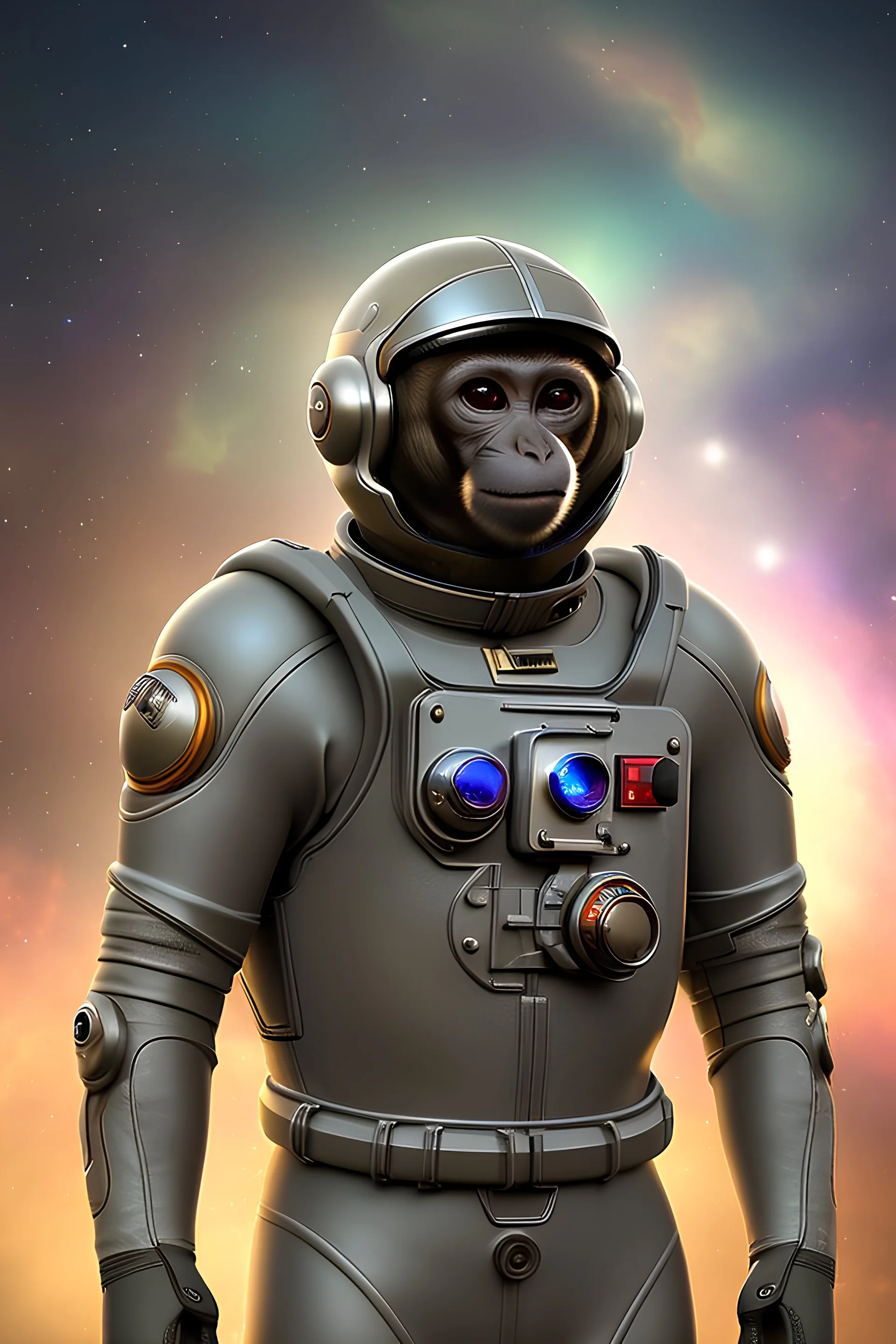 Space suit monkey with glass helmet, he, realistic, textured fur, hdr, photoshop, photography, 4k, 16k, leica, fujifilm