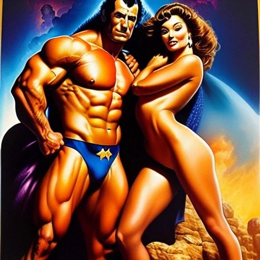 portrait oil on canvas,'And they were both naked, the man and his wife, and were not ashamed',comic book cover, mystical colors,insanely detailed,realistic,intrincate detail, 16k resolution, masterpiece,Simon Bisley,Frank Frazetta,Alex Horley,ARTHUR ADAMS