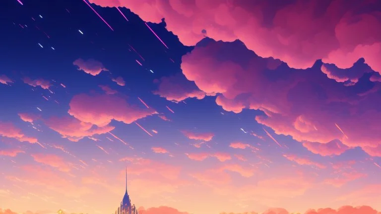 Cute and aesthetic anime clouds at night, 90s, cartoon, lofi