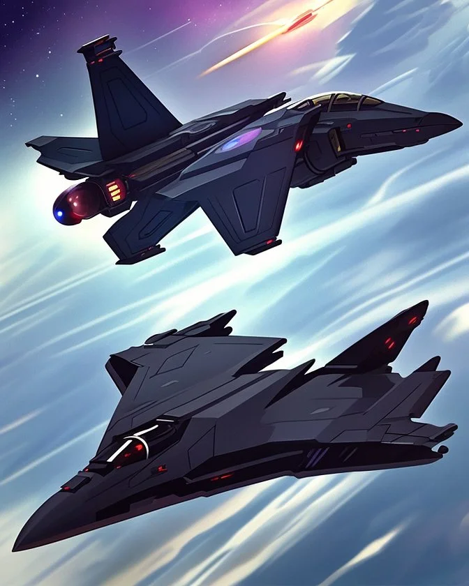 A super-advanced fighter in space for galactic travel with all the combat facilities