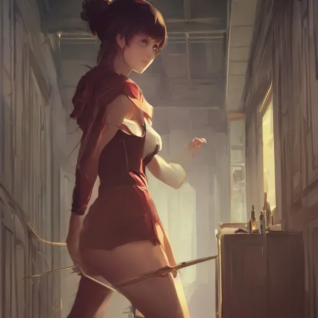 by wlop, ilya kuvshinov, krenz cushart, greg rutkowski, pixiv, sarah j. maas book cover style magician at the end of a corridor, smooth, sharp focus, d & d style, artstation, 4 k, hdr