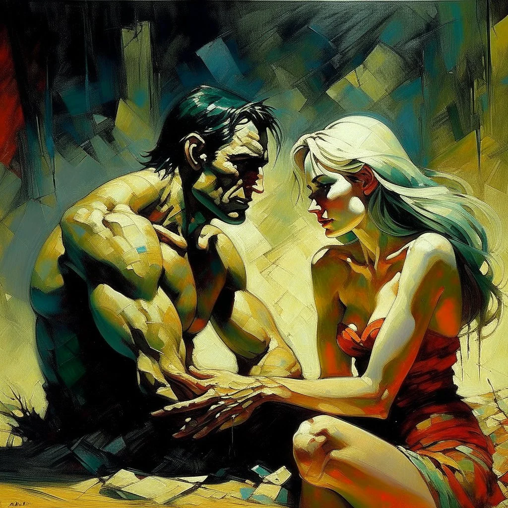 Modern Art. man and a beautifull woman