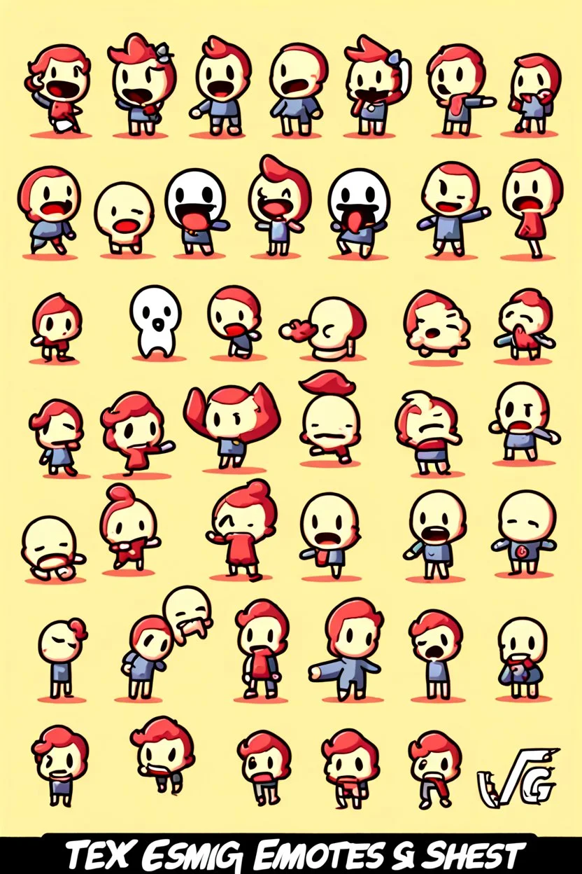 text emotes, GG, OMG, sprite sheet