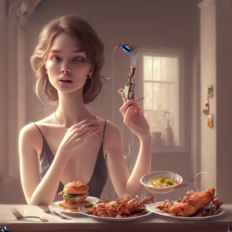 a dinner date with the girl next door, slice of life, modern, realistic,!! looking at the camera!!, solo, first person pov, enjoying life!!! elegant, highly detailed, digital painting, artstation, concept art, matte, sharp focus, illustration, art by Malika Agueznay.