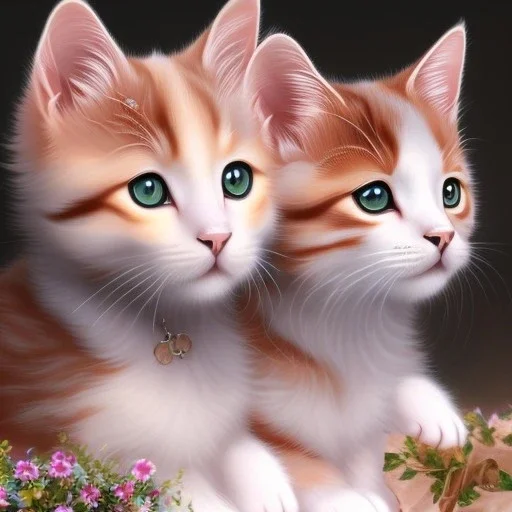 Cat girls, cute, beautiful, twins