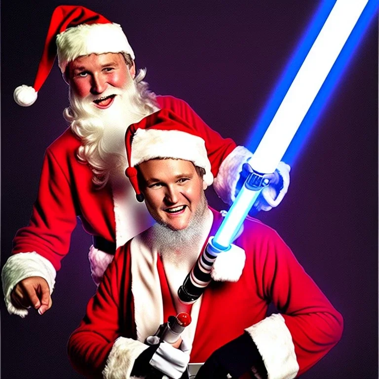 roger miller, light saber, santa hat