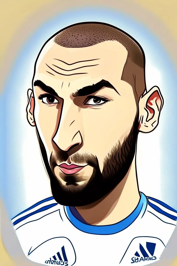 Karim Benzema French football player . cartoon 2d