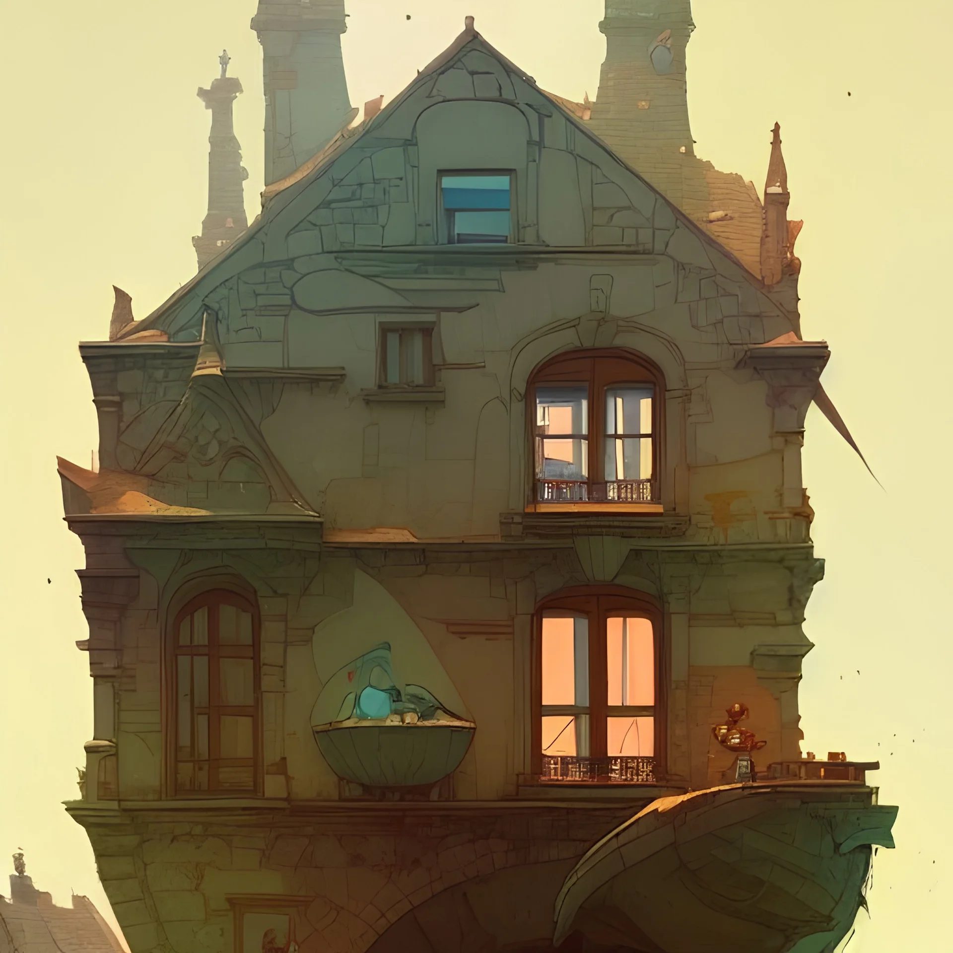 An old building in saint malo, Book illustration by Gediminas Pranckevičius, Jean Baptiste Monge, Brian Kesinger, Anton fadeev