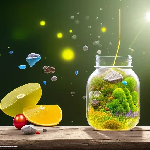 A complete world in a jar floating, super high resolution, professional photograph, in focus, beautiful detail, professional digital art, stunning 4k, volumetric light, Award-winning photograph, photography